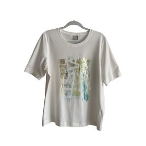 Rabe Off-White With Metallic & Green Graphic Short Sleeve Tee